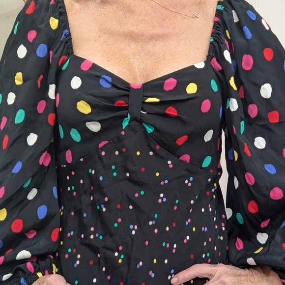 Rixo x Target Black Multicolor Rainbow Polka Dot Smocked Mini Party Dress Size 6 - Picture 11 of 11